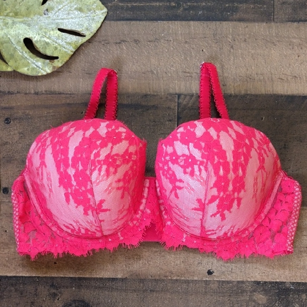 Victoria Secret Lace Angel Underwire Bra in Hot Pink Size 36D